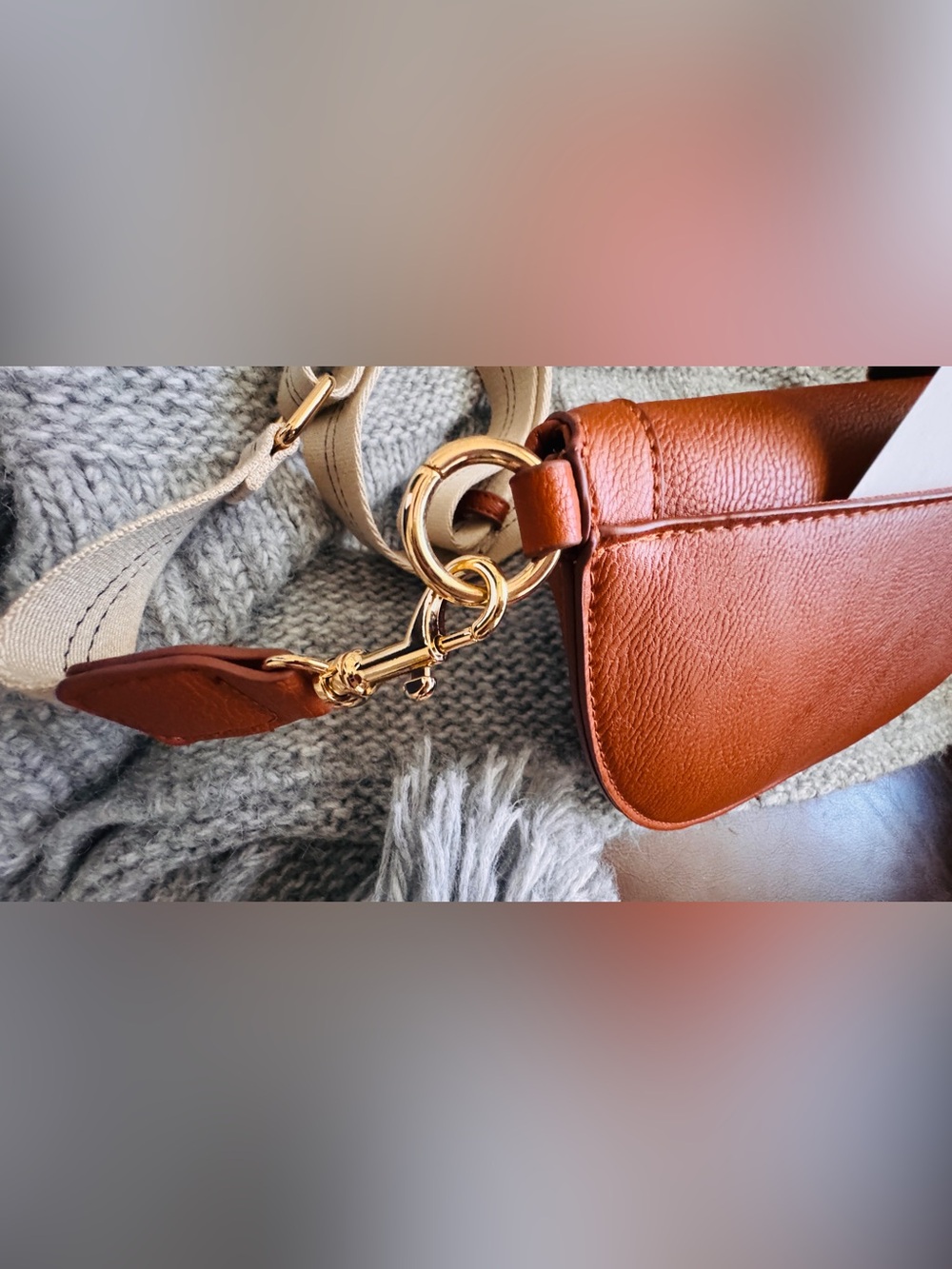 Faux Leather Brown Crossbody Bag